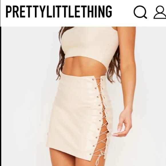 2/$15 NWT PrettyLittleThing Stone Leather Lace Up Mini Skirt - Picture 13 of 13